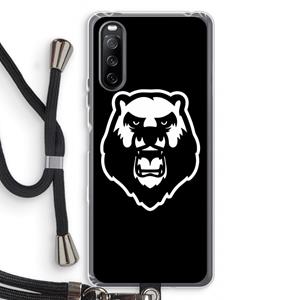 CaseCompany Angry Bear (black): Sony Sony Xperia 10 III Transparant Hoesje met koord