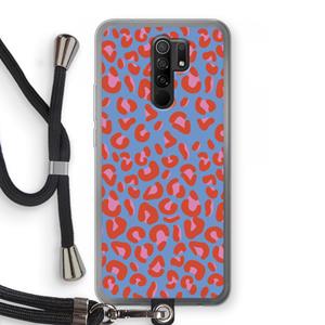 CaseCompany Leopard blue: Xiaomi Redmi 9 Transparant Hoesje met koord