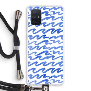CaseCompany Blauwe golven: Samsung Galaxy A71 Transparant Hoesje met koord