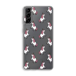CaseCompany Eenhoorns overal: Samsung Galaxy S21 Plus Transparant Hoesje