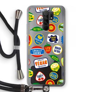 CaseCompany Fruitsticker: Xiaomi Redmi 9 Transparant Hoesje met koord