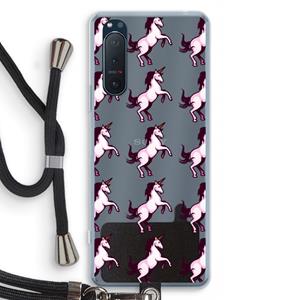 CaseCompany Musketon Unicorn: Sony Xperia 5 II Transparant Hoesje met koord