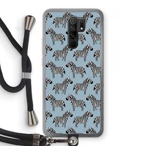 CaseCompany Zebra: Xiaomi Redmi 9 Transparant Hoesje met koord