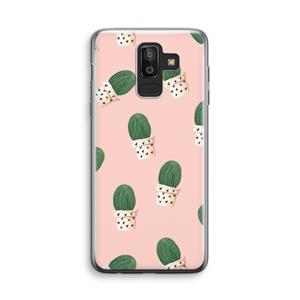 CaseCompany Cactusprint roze: Samsung Galaxy J8 (2018) Transparant Hoesje