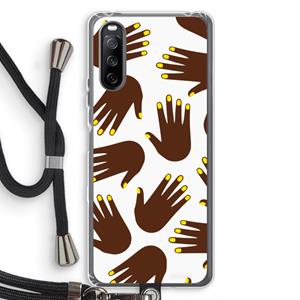 CaseCompany Hands dark: Sony Sony Xperia 10 III Transparant Hoesje met koord
