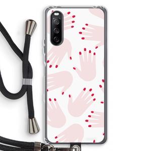 CaseCompany Hands pink: Sony Sony Xperia 10 III Transparant Hoesje met koord