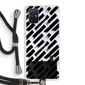 CaseCompany Zwarte vegen: Samsung Galaxy A71 Transparant Hoesje met koord