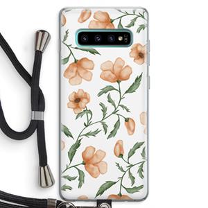 CaseCompany Peachy flowers: Samsung Galaxy S10 Plus Transparant Hoesje met koord