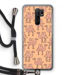 CaseCompany Kameel: Xiaomi Redmi 9 Transparant Hoesje met koord