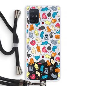 CaseCompany Kleurrijke katten: Samsung Galaxy A71 Transparant Hoesje met koord