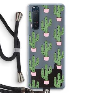 CaseCompany Cactus Lover: Sony Xperia 5 II Transparant Hoesje met koord