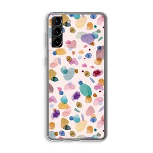 CaseCompany Terrazzo Memphis Pink: Samsung Galaxy S21 Plus Transparant Hoesje