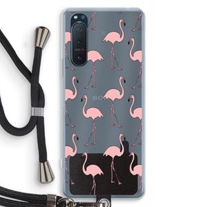 CaseCompany Anything Flamingoes: Sony Xperia 5 II Transparant Hoesje met koord