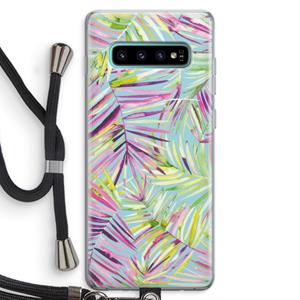 CaseCompany Tropical Palms Blue: Samsung Galaxy S10 Plus Transparant Hoesje met koord