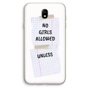 CaseCompany No Girls Allowed Unless: Samsung Galaxy J7 (2017) Transparant Hoesje