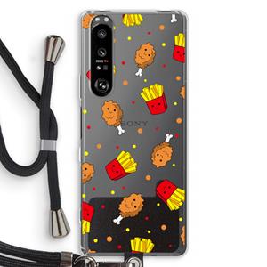 CaseCompany Chicken 'n Fries: Sony Xperia 1 III Transparant Hoesje met koord
