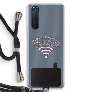 CaseCompany Home Is Where The Wifi Is: Sony Xperia 5 II Transparant Hoesje met koord