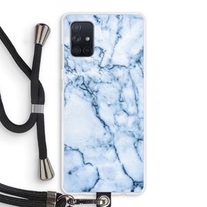 CaseCompany Blauw marmer: Samsung Galaxy A71 Transparant Hoesje met koord