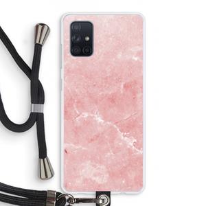 CaseCompany Roze marmer: Samsung Galaxy A71 Transparant Hoesje met koord