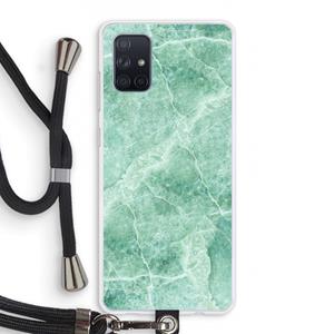 CaseCompany Groen marmer: Samsung Galaxy A71 Transparant Hoesje met koord