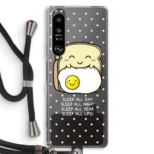 CaseCompany Sleep All Day: Sony Xperia 1 III Transparant Hoesje met koord