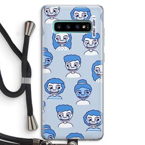 CaseCompany Gezichtjes: Samsung Galaxy S10 Plus Transparant Hoesje met koord