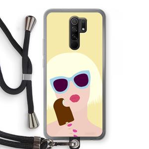 CaseCompany Ice cream: Xiaomi Redmi 9 Transparant Hoesje met koord