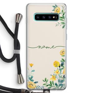 CaseCompany Gele bloemen: Samsung Galaxy S10 Plus Transparant Hoesje met koord