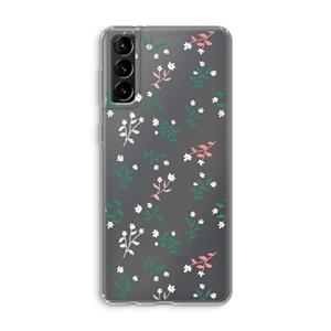 CaseCompany Small white flowers: Samsung Galaxy S21 Plus Transparant Hoesje
