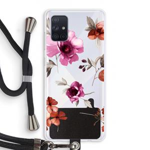CaseCompany Geschilderde bloemen: Samsung Galaxy A71 Transparant Hoesje met koord