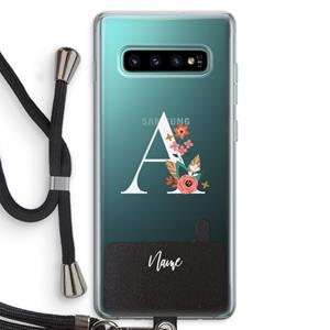 CaseCompany Pink Bouquet: Samsung Galaxy S10 Plus Transparant Hoesje met koord