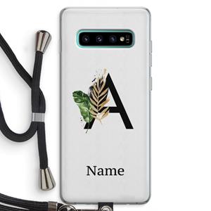 CaseCompany Charcoal Flora: Samsung Galaxy S10 Plus Transparant Hoesje met koord