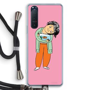 CaseCompany Visknuffel: Sony Xperia 5 II Transparant Hoesje met koord