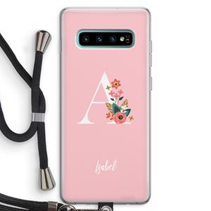 CaseCompany Pink Bouquet: Samsung Galaxy S10 Plus Transparant Hoesje met koord