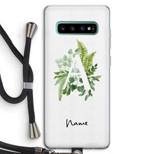 CaseCompany Green Brush: Samsung Galaxy S10 Plus Transparant Hoesje met koord