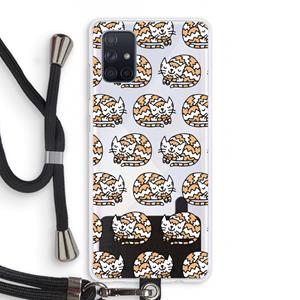 CaseCompany Slapende poes: Samsung Galaxy A71 Transparant Hoesje met koord