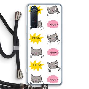 CaseCompany Meow: Sony Xperia 5 II Transparant Hoesje met koord