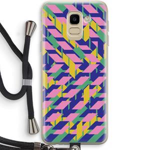 CaseCompany Skew Blush 1: Samsung Galaxy J6 (2018) Transparant Hoesje met koord