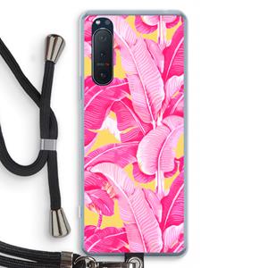 CaseCompany Pink Banana: Sony Xperia 5 II Transparant Hoesje met koord