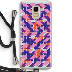 CaseCompany Skew Blush 3: Samsung Galaxy J6 (2018) Transparant Hoesje met koord