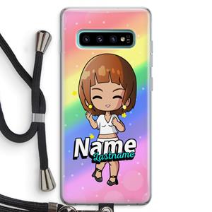 CaseCompany Chibi Maker vrouw: Samsung Galaxy S10 Plus Transparant Hoesje met koord