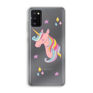 CaseCompany Roze eenhoorn: Samsung Galaxy A41 Transparant Hoesje