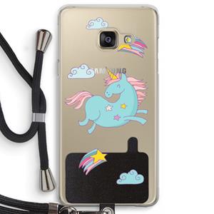 CaseCompany Vliegende eenhoorn: Samsung Galaxy A3 (2016) Transparant Hoesje met koord