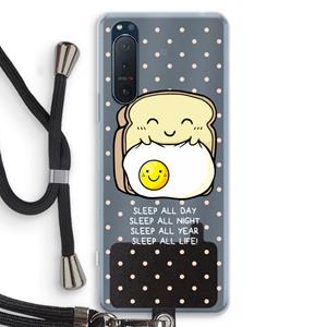 CaseCompany Sleep All Day: Sony Xperia 5 II Transparant Hoesje met koord