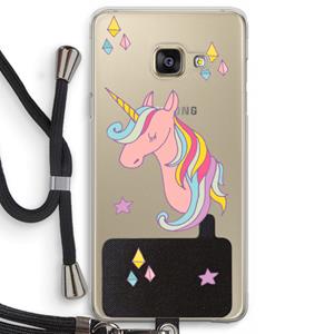 CaseCompany Roze eenhoorn: Samsung Galaxy A3 (2016) Transparant Hoesje met koord