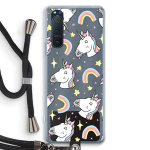CaseCompany Rainbow Unicorn: Sony Xperia 5 II Transparant Hoesje met koord