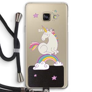 CaseCompany Regenboog eenhoorn: Samsung Galaxy A3 (2016) Transparant Hoesje met koord