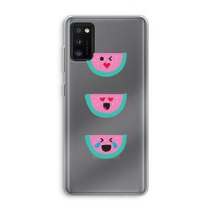 CaseCompany Smiley watermeloen: Samsung Galaxy A41 Transparant Hoesje