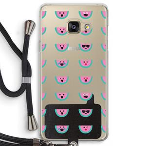 CaseCompany Smiley watermeloenprint: Samsung Galaxy A3 (2016) Transparant Hoesje met koord