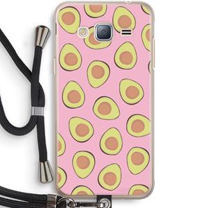 CaseCompany Dancing avocados: Samsung Galaxy J3 (2016) Transparant Hoesje met koord